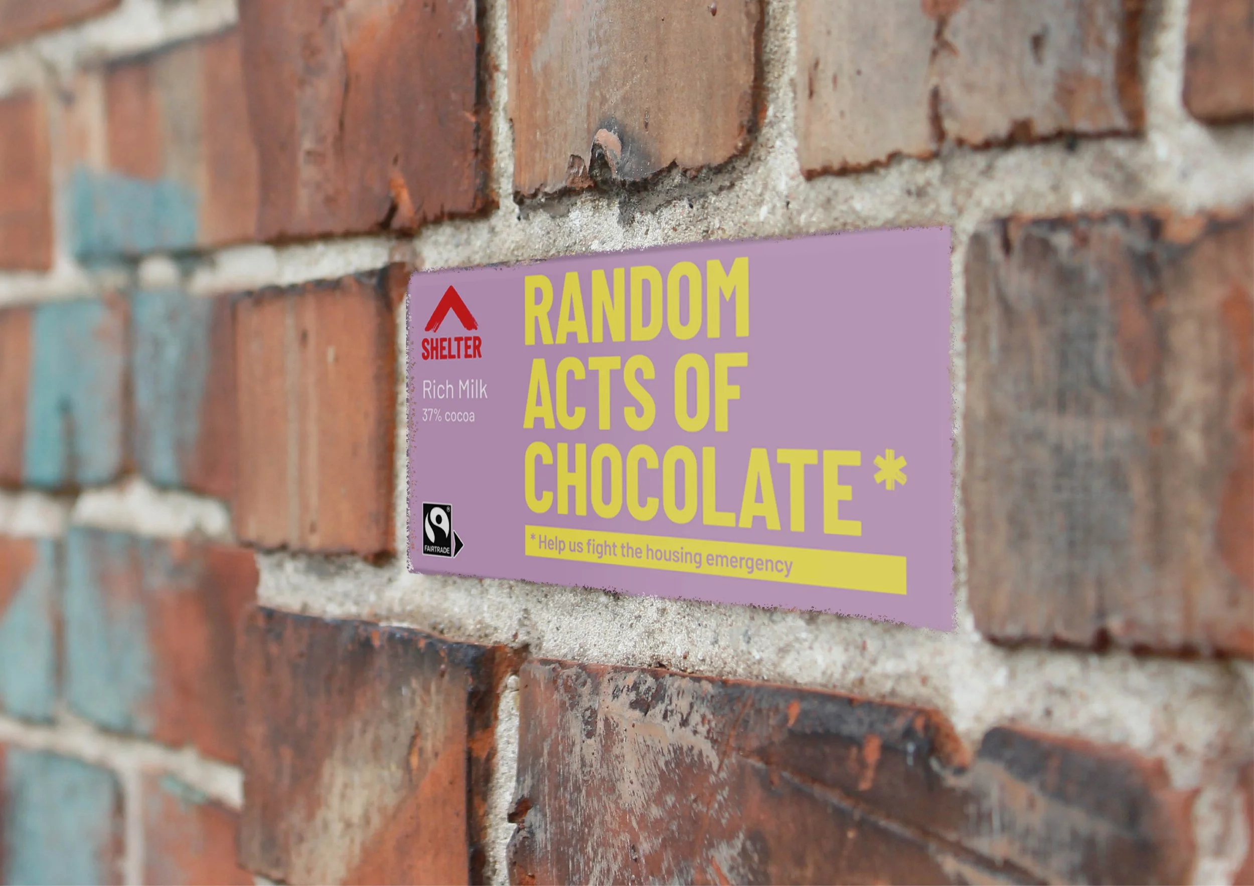 Shelter Charity Chocolate merchandise branding packaging design PR