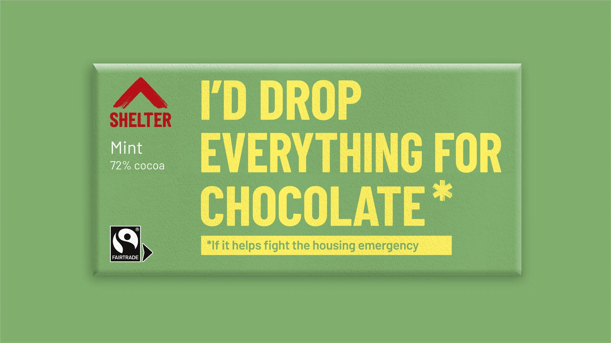 Shelter Charity Chocolate fairtrade merchandise branding packaging design