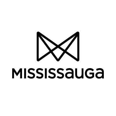 A black and white logo with a stylized geometric butterfly above the word 'MISSISSAUGA' in bold black letters.