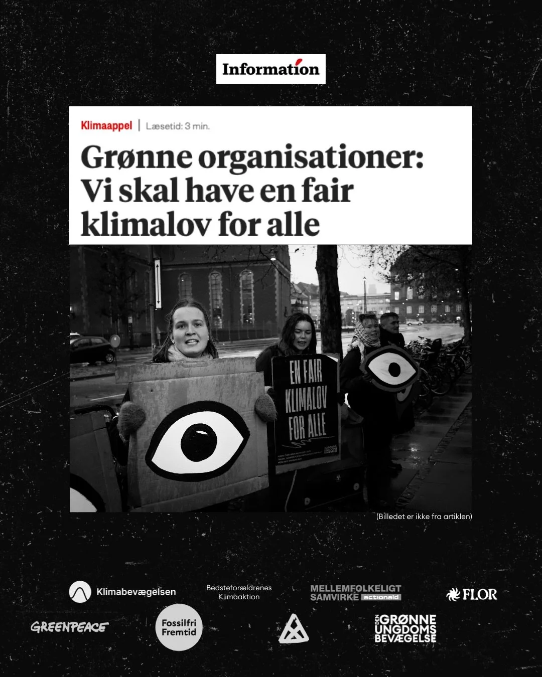 APPEL om EN KLIMALOV FOR ALLE!

I dag er vi i Information sammen med syv andre organisationer, der kr&aelig;ver at forhandlingerne om en revideret klimalov ikke bare sk&oslash;jtes henover. Men at griber chancen og lukker de enorme huller, der er i d