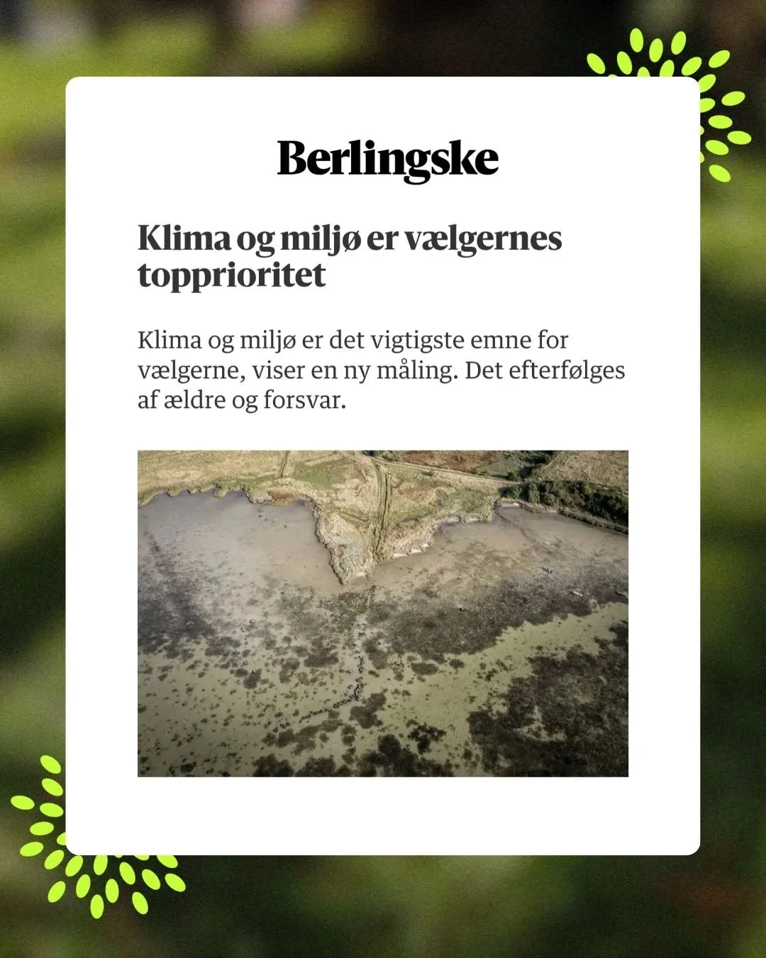 💥 BREAKING NEWS 💥 KLIMA ER DET VIGTIGSTE EMNE FOR V&AElig;LGERNE TIL FV26 💥

I g&aring;r kom en m&aring;ling ud fra VoxMeter der viste, at klimakrisen er der vigtigste emne for danske v&aelig;lgere. Og her til morgen blev det bekr&aelig;ftet, at d