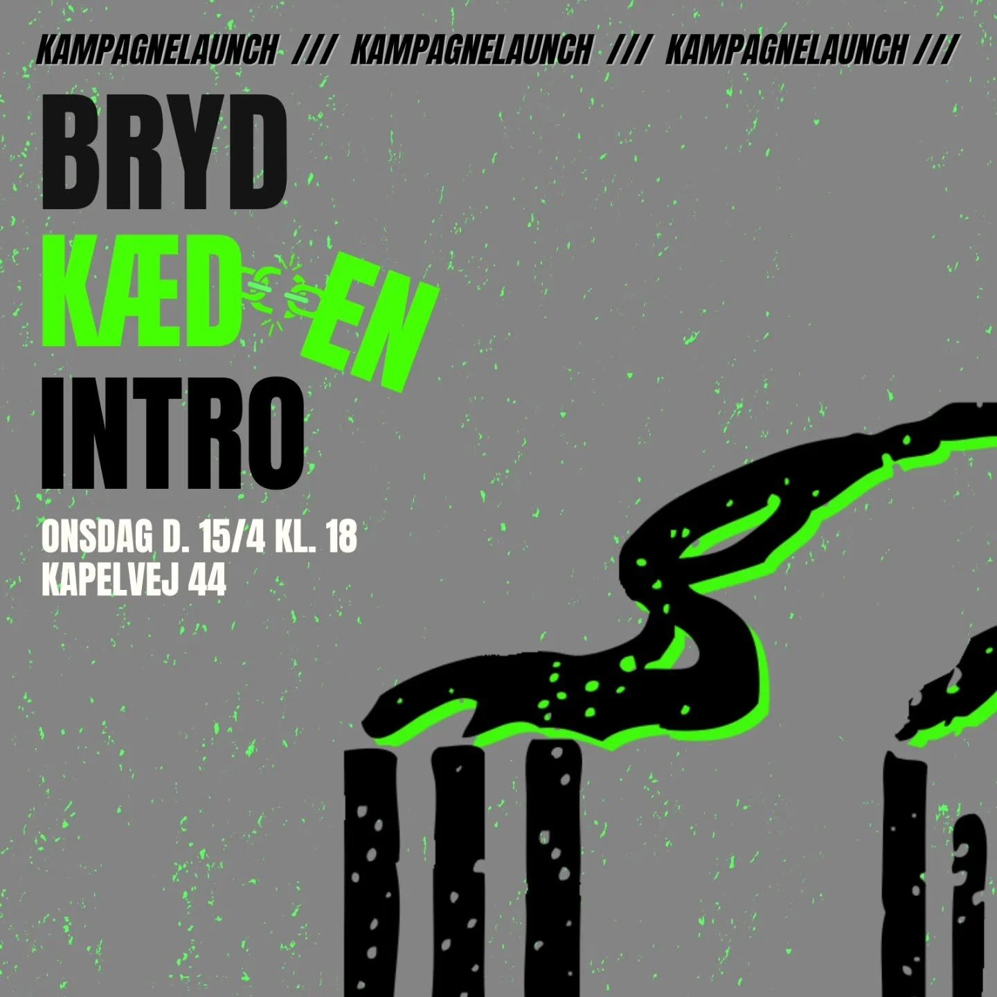 SKAL I MED P&Aring; &Aring;RETS SOMMER-AKTIONSLEJR? 

DGUB og Nordic Climate Justice Coalition&rsquo;s store sommerkampagne, Bryd K&aelig;den, holder kampagnelaunch d. 15. april kl 18 p&aring; Kapelvej 44<3

Kampagnen best&aring;r af to ugers camp