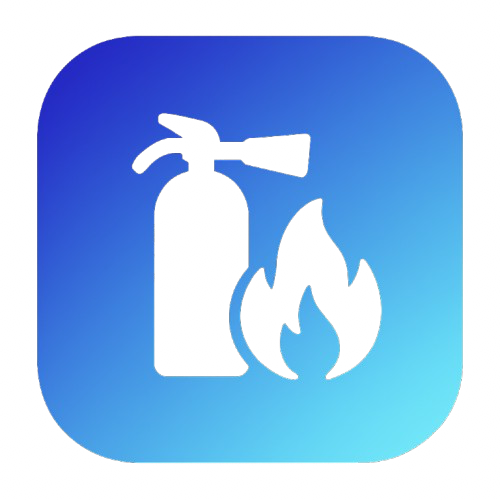 Icône illustrant un extincteur portable et une flamme, symbolisant la lutte contre le feu.