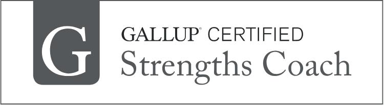Logo Gallup Certified Strengths Coach sur fond blanc.