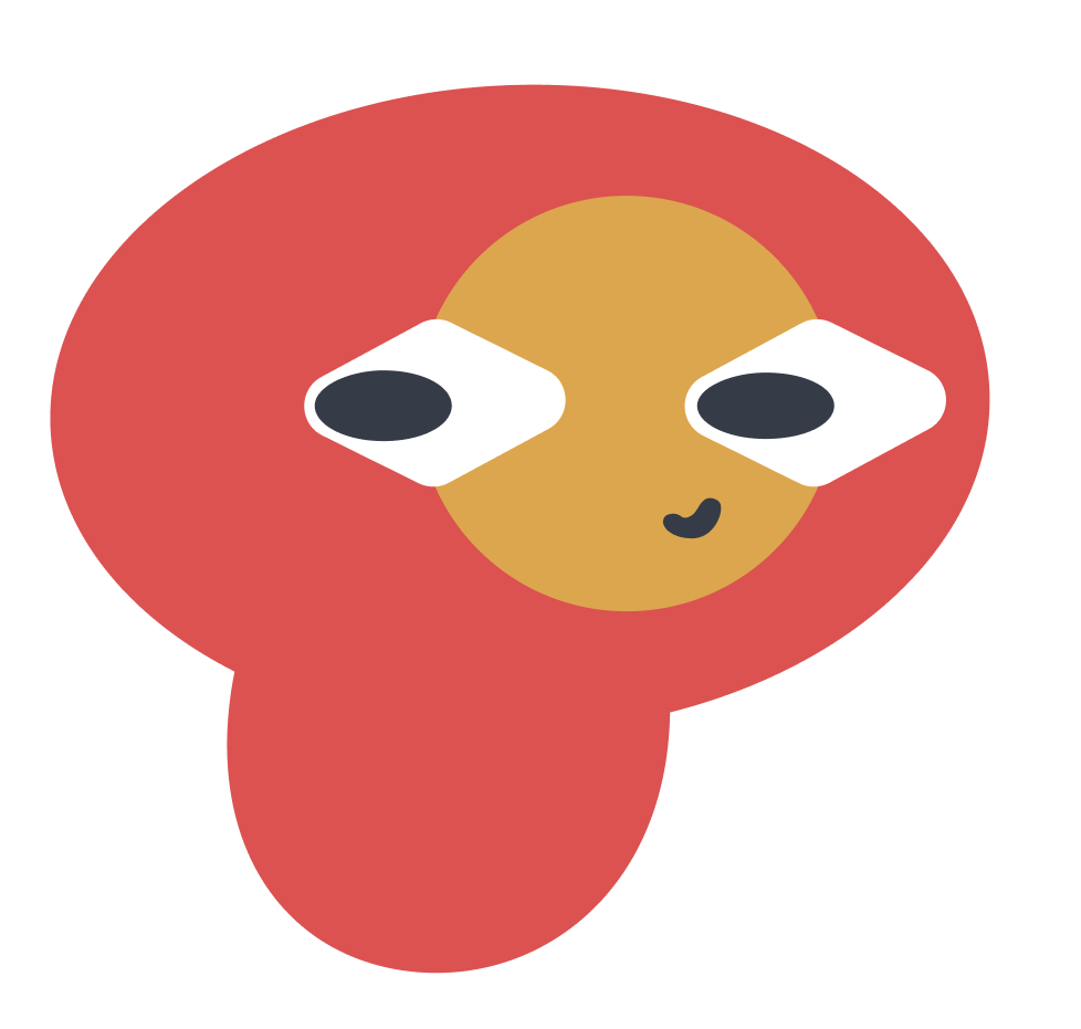 Cartoon sloth with a red hood and a happy expression.