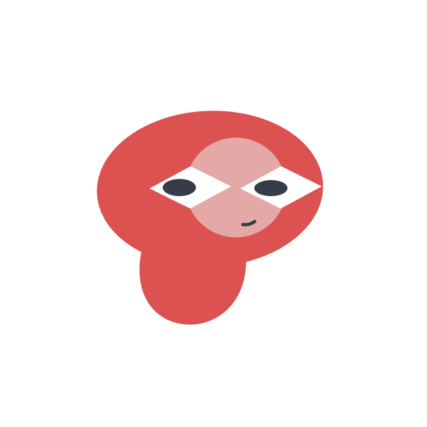 Cartoon monkey face with glasses and a slight smile, set against a black background.