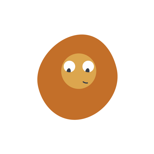 A cartoon monkey with a round face, large eyes, and a small smile, set against a plain black background.