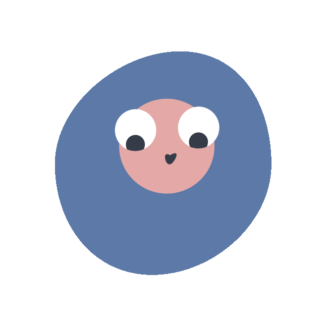 Cute cartoon-style image of a blue creature with a round face, large eyes, and a small smile, resembling a simplified animal or imaginary character.