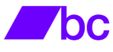 Logo with purple stylized letter 'a' and the letters 'bc' in purple