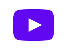 YouTube play button icon on a purple background.