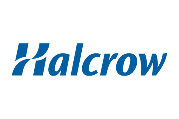 Halcrow logo in blue with stylized letter H and company name.
