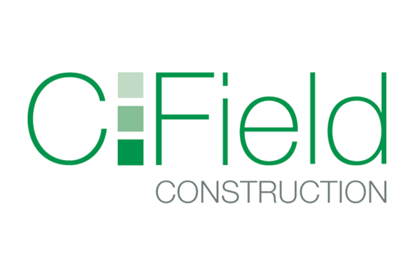 Logo for C-Field Construction with green and gray text and design elements.