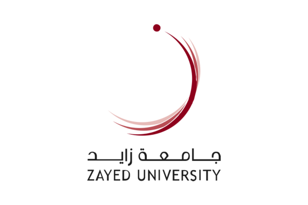 Zayed University logo with Arabic and English text and a stylized red circular design.