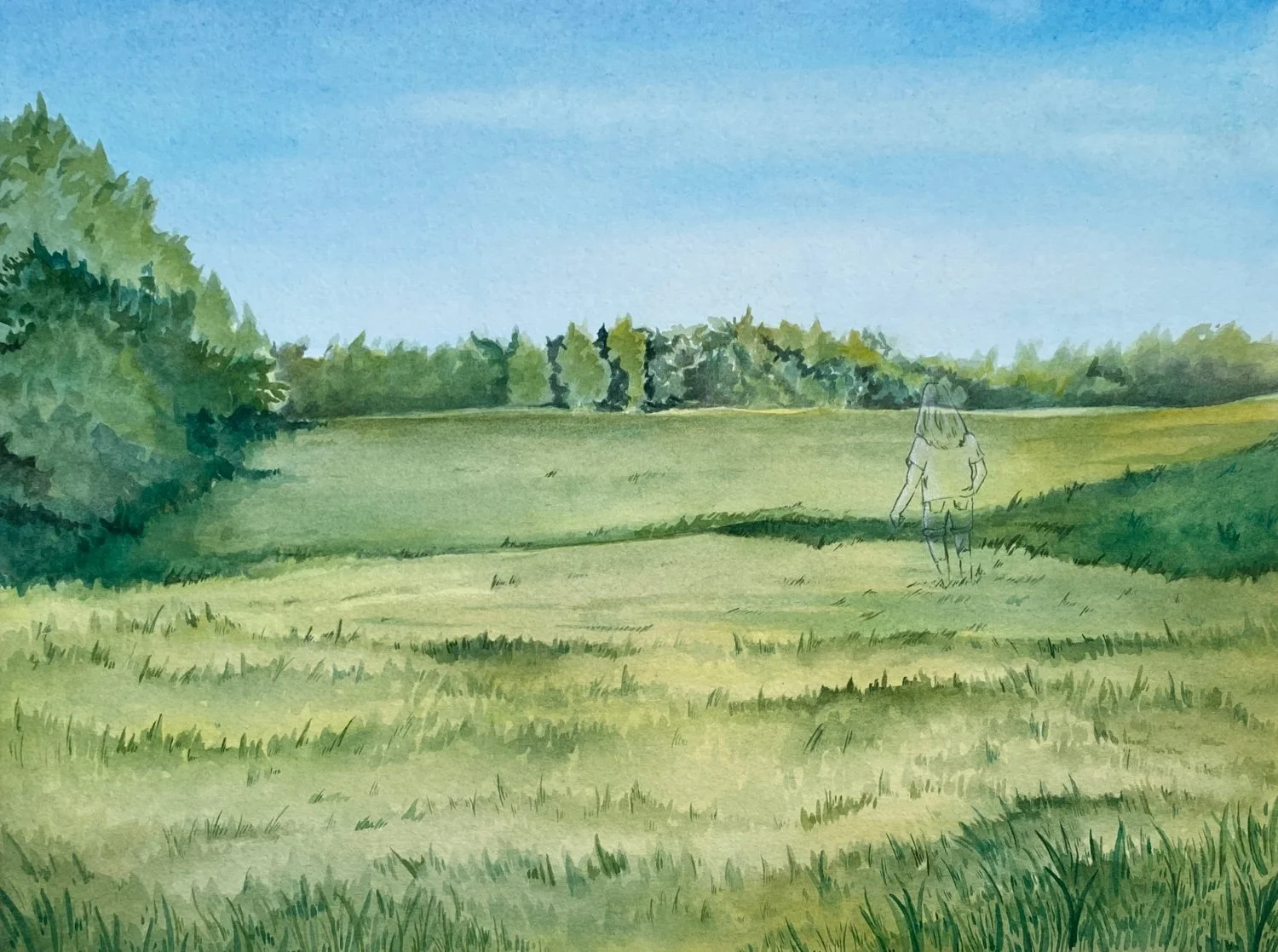 'Last June', Watercolor on Paper, 9" x 12"