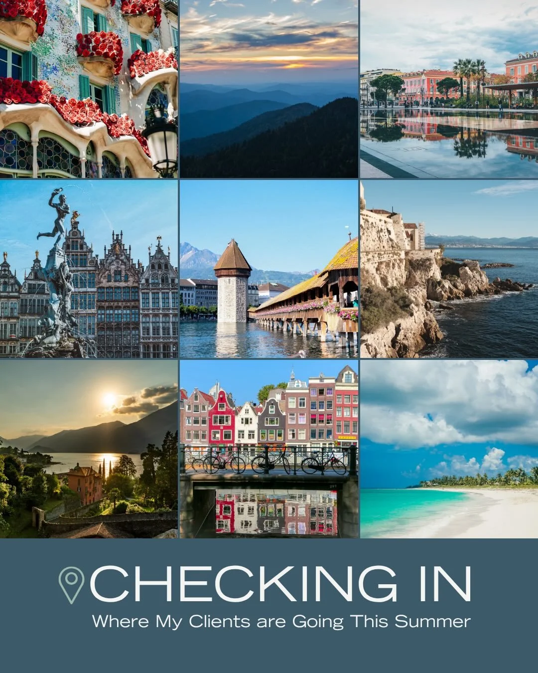 Strong #eurosummer vibes for my clients this year, but some great domestic destinations in the mix as well! These are just some of the incredible trips in store for my clients over the next few months. 💫

I&rsquo;d love to know: where is summer taki