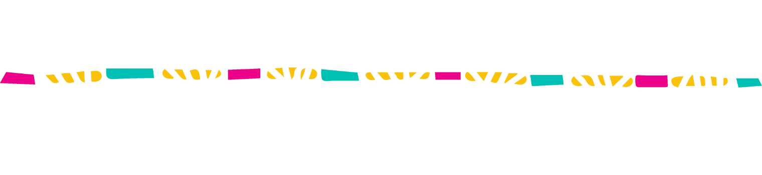 Colorful confetti with pink, blue, and yellow pieces scattered randomly.