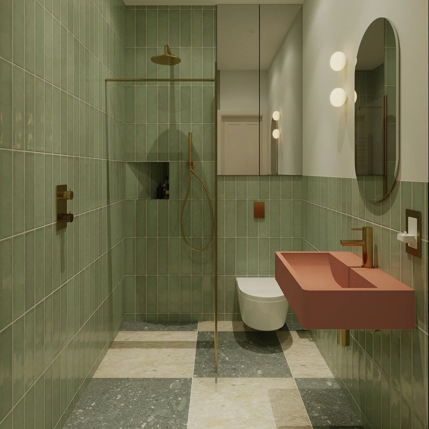 Balancing earthy terracotta with gentle sage to create a bathroom that feels both grounded and effortlessly stylish.

Tiles: @mandarinstoneofficial 

#bathroomdesıgn #bathroomrenovation #reno #bathroominspo