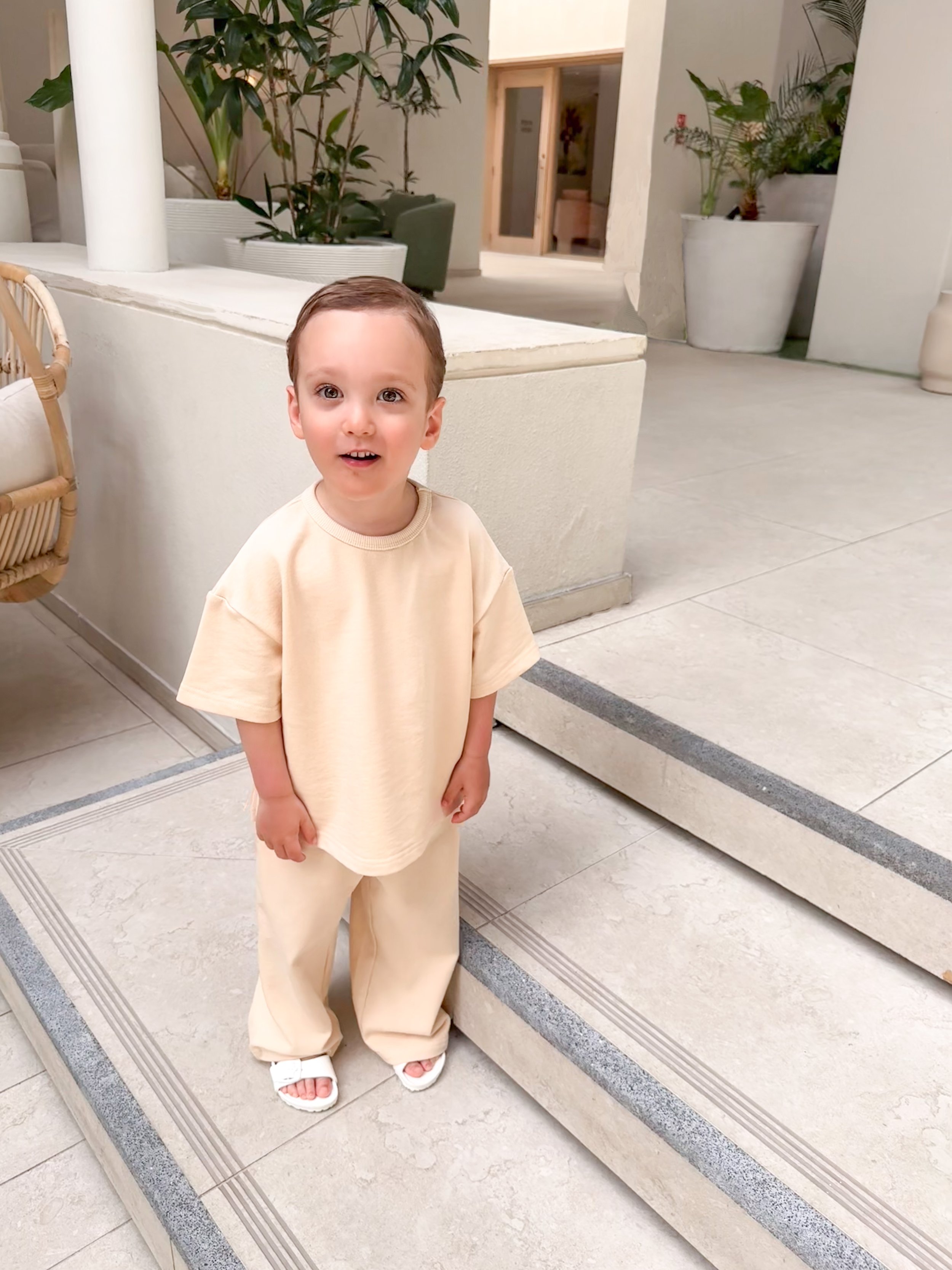 Oat relaxed trouser and t-shirt co-ord