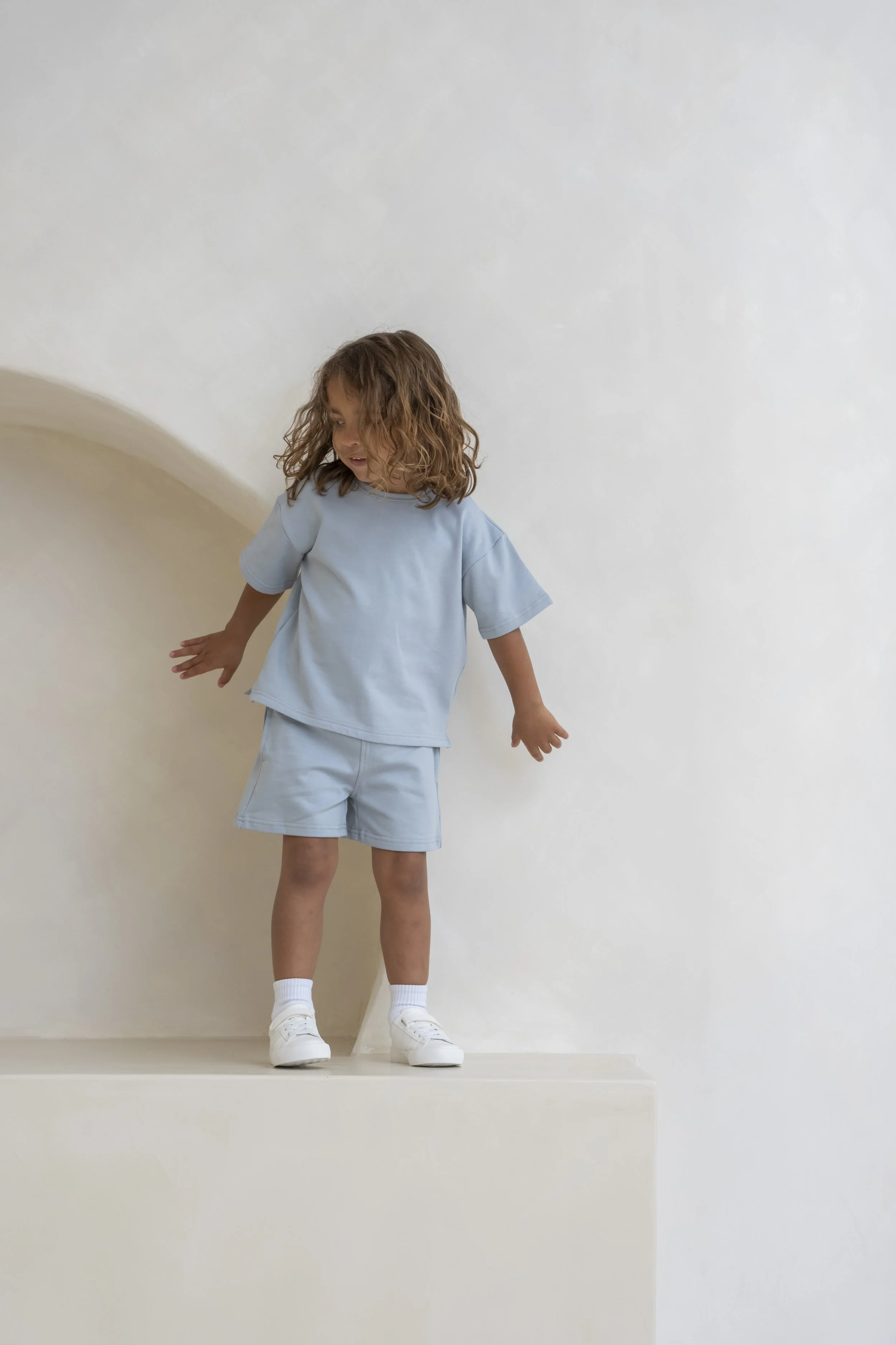 Dusty blue boxy fit shorts and t-shirt set