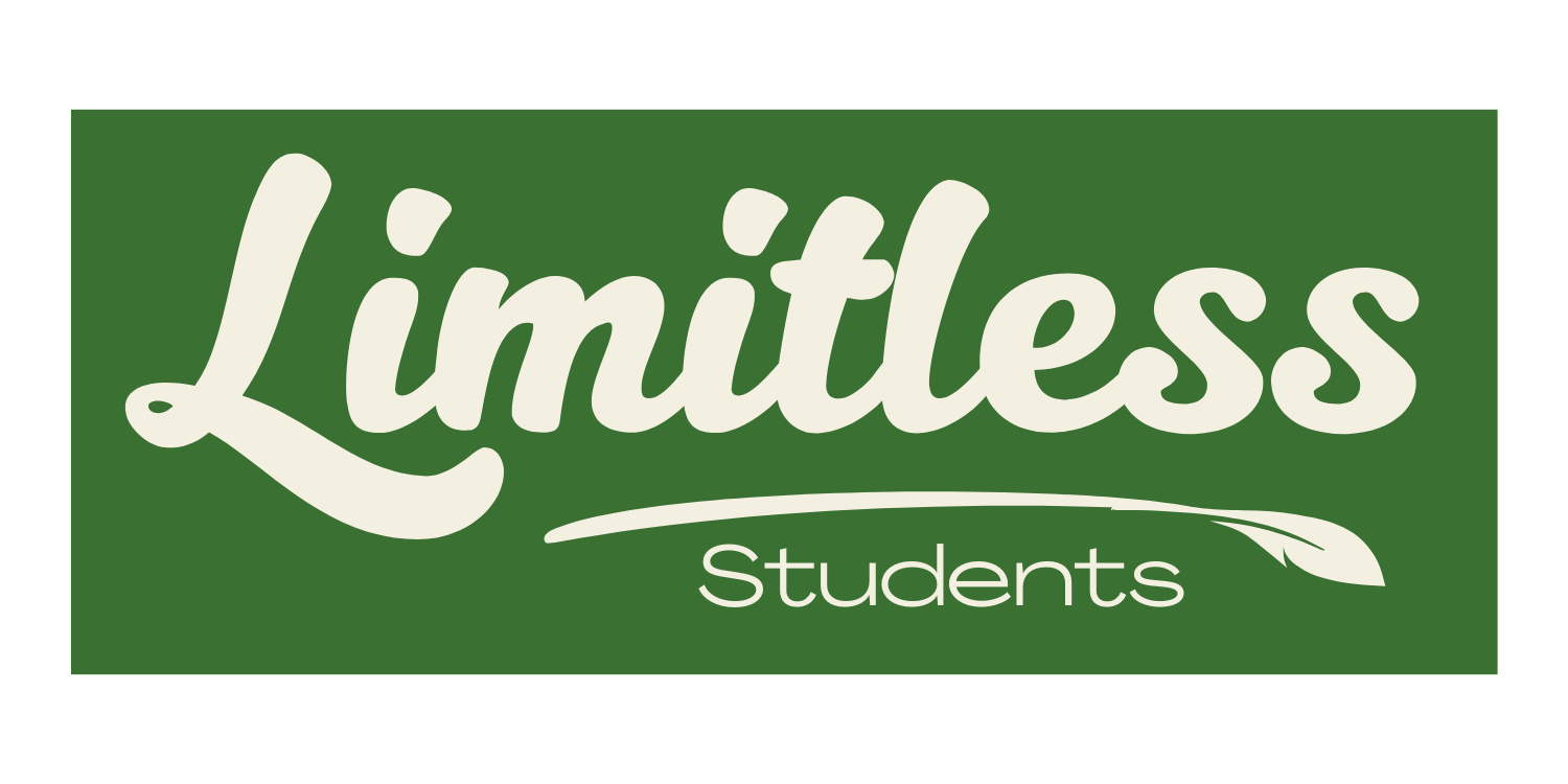 Green sign with white text that reads 'Limitless Students.'