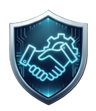 A digital shield representing consultancy and support.