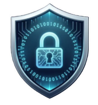 A digital shield representing cybersecurity or data protection.