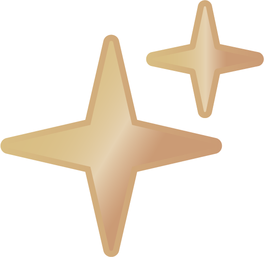 Two gold stars against a black background