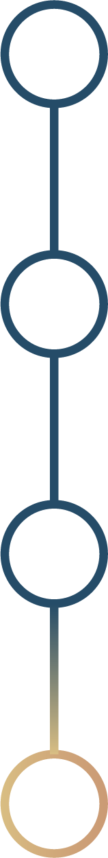 Vertical diagram with three black circles connected by lines and a larger beige circle at the bottom.