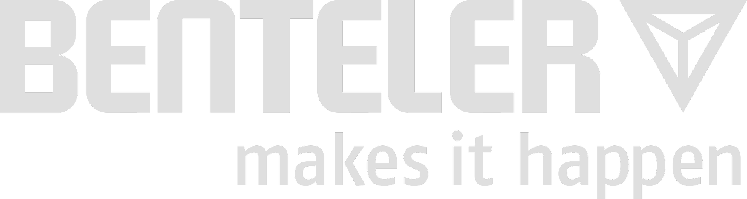 The image features the word 'BETTER' in large gray letters, with the phrase 'makes it happen' in smaller gray text below. There is a geometric logo with a triangular shape and sharp edges in the upper right corner.