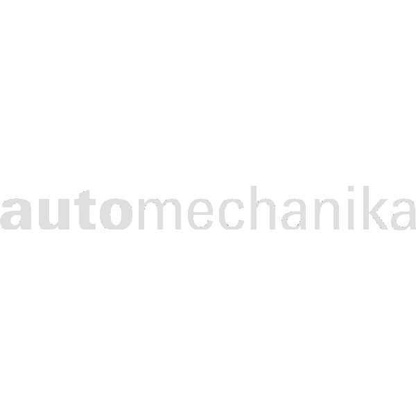 A black background with the word "automechanika" written in lowercase, bold, gray letters.
