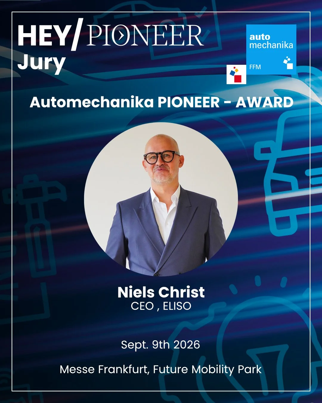 The Future of Mobility needs strong ideas &mdash; and the right people to evaluate them.

We are excited to announce Niels Christ, CEO of ELISO as part of the distinguished jury for our upcoming PIONEER - AWARD Start-Up Competition 2026, taking place