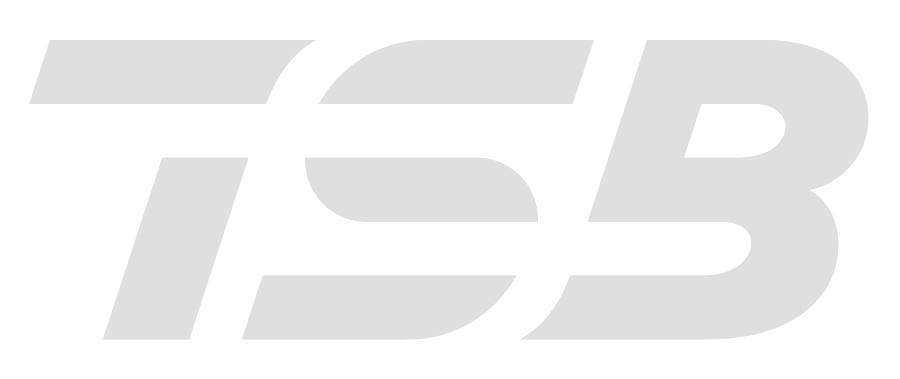 Logo of TSB with stylized letters T, S, and B in gray on black background