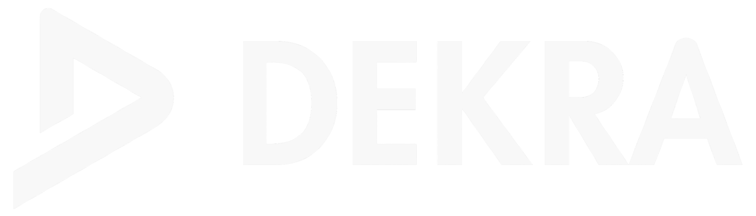 Black and white DEKRA logo with a play button icon