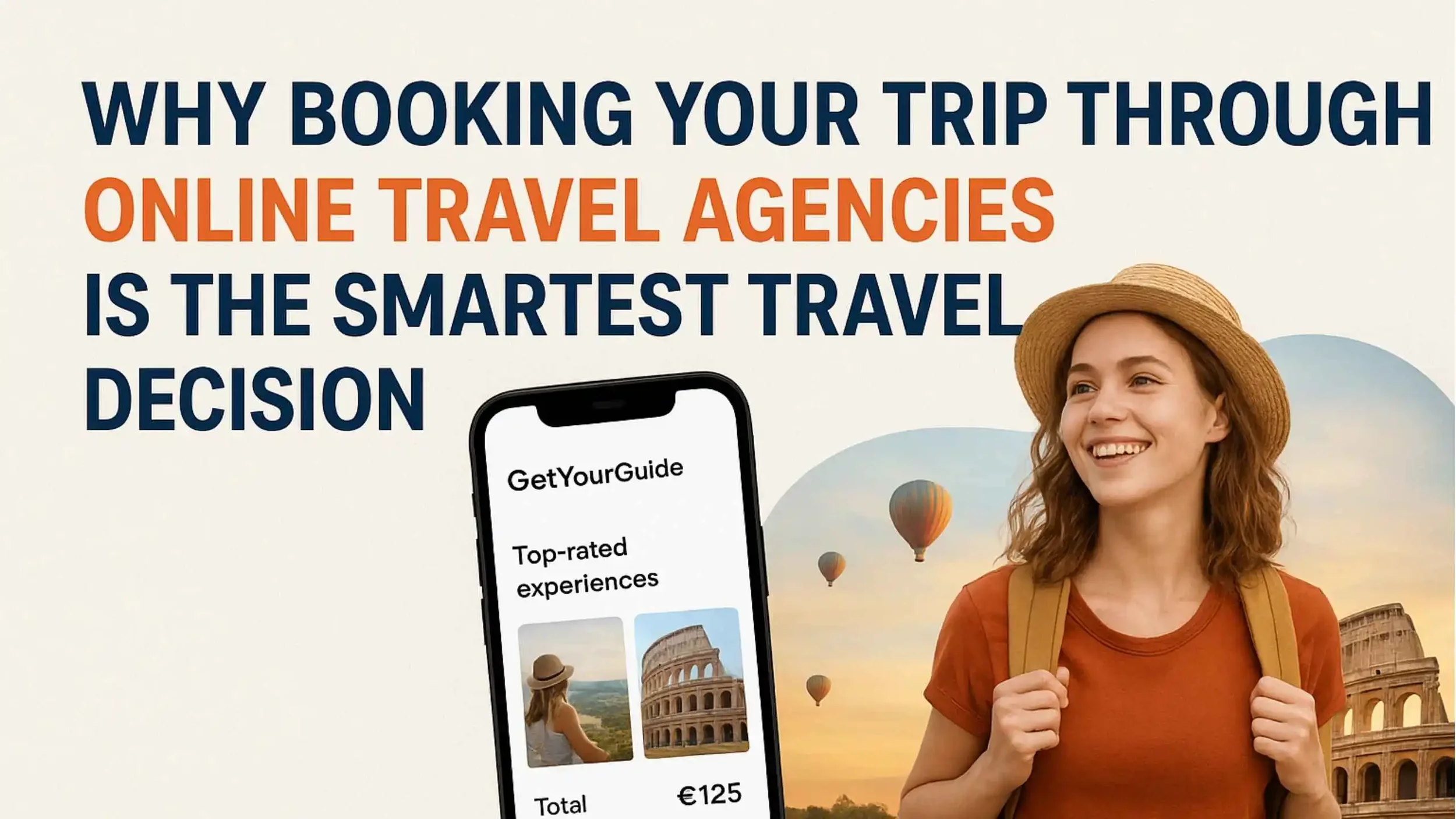 Digital booking confirmation on an app from online travel agencies—GetYourGuide, Viator, and Expedia—showing verified tours and easy travel planning