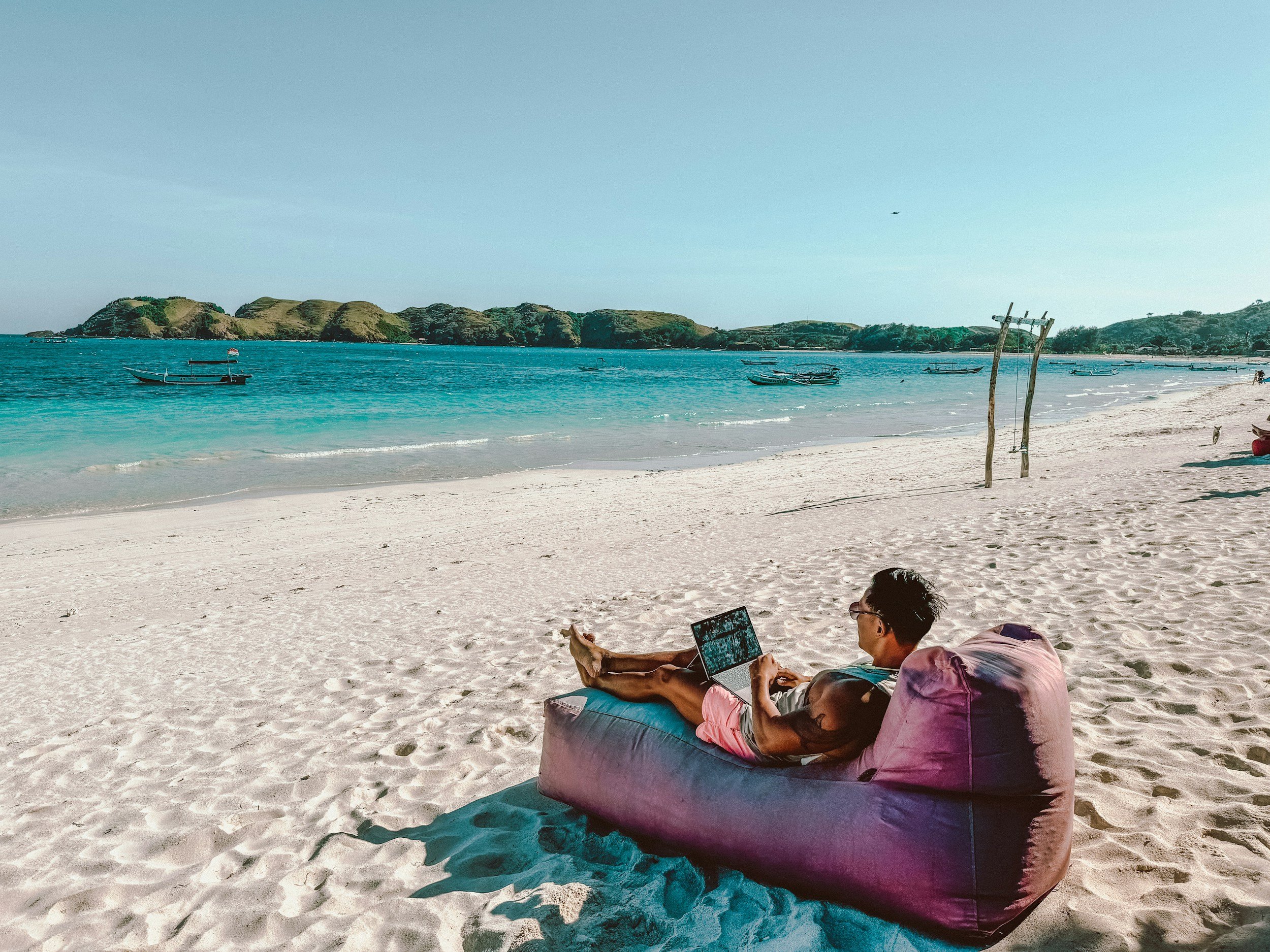 remote work from anywhere in a vacation with sea view