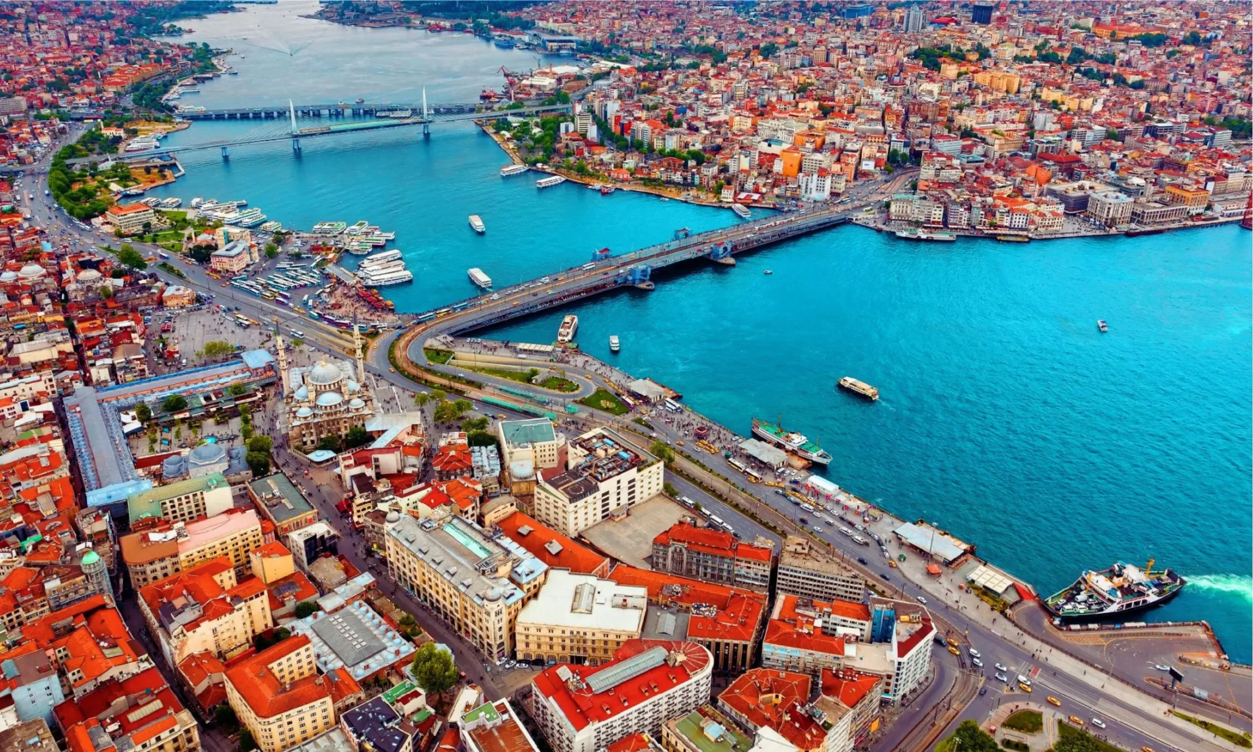 view over the golden horn and the neighborhoods around it