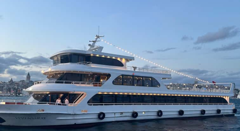 the mega yat of bosphorus dinner cruise embarking in sirkeci port