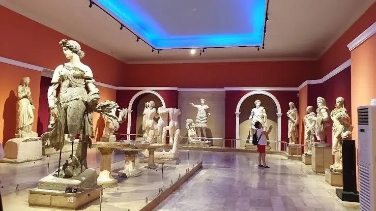antalya museum with statues in the middle of a big show room