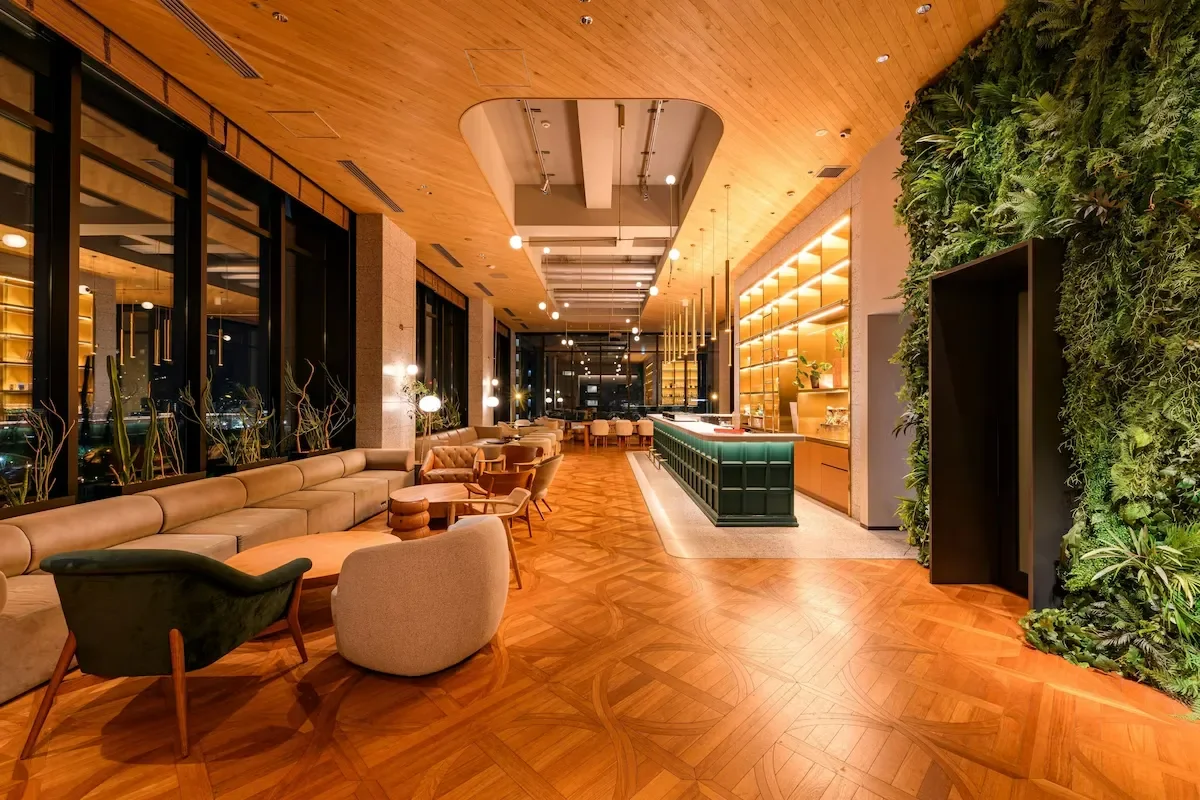 the common area in the knot hiroshima hotel