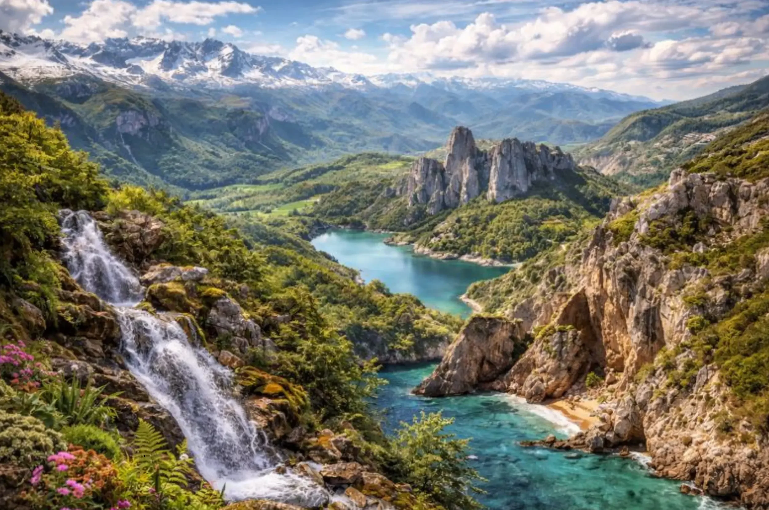 Natural landscapes of Spain showcasing mountains, green valleys, coastline, and dramatic scenery highlighting Spain’s diverse nature