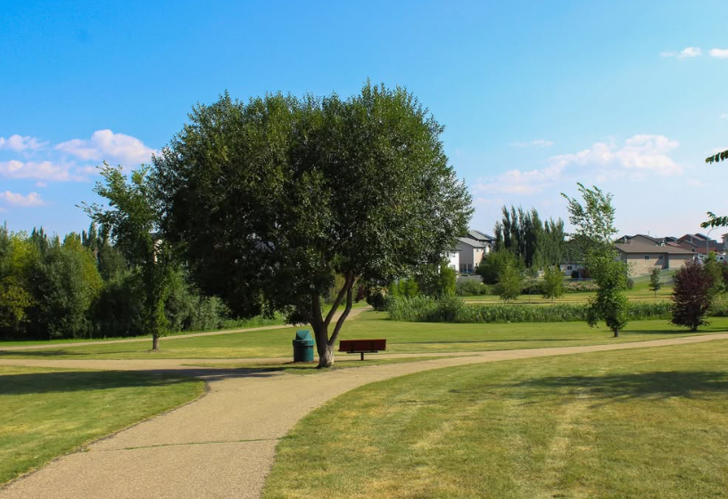 a walking path in the community of panorama estates. This is located in Blackfalds