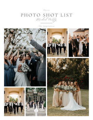 Collage of wedding photos with couples and groups, including a bride and groom, wedding parties, and guests outdoors and at a church, with floral arrangements and wedding attire.