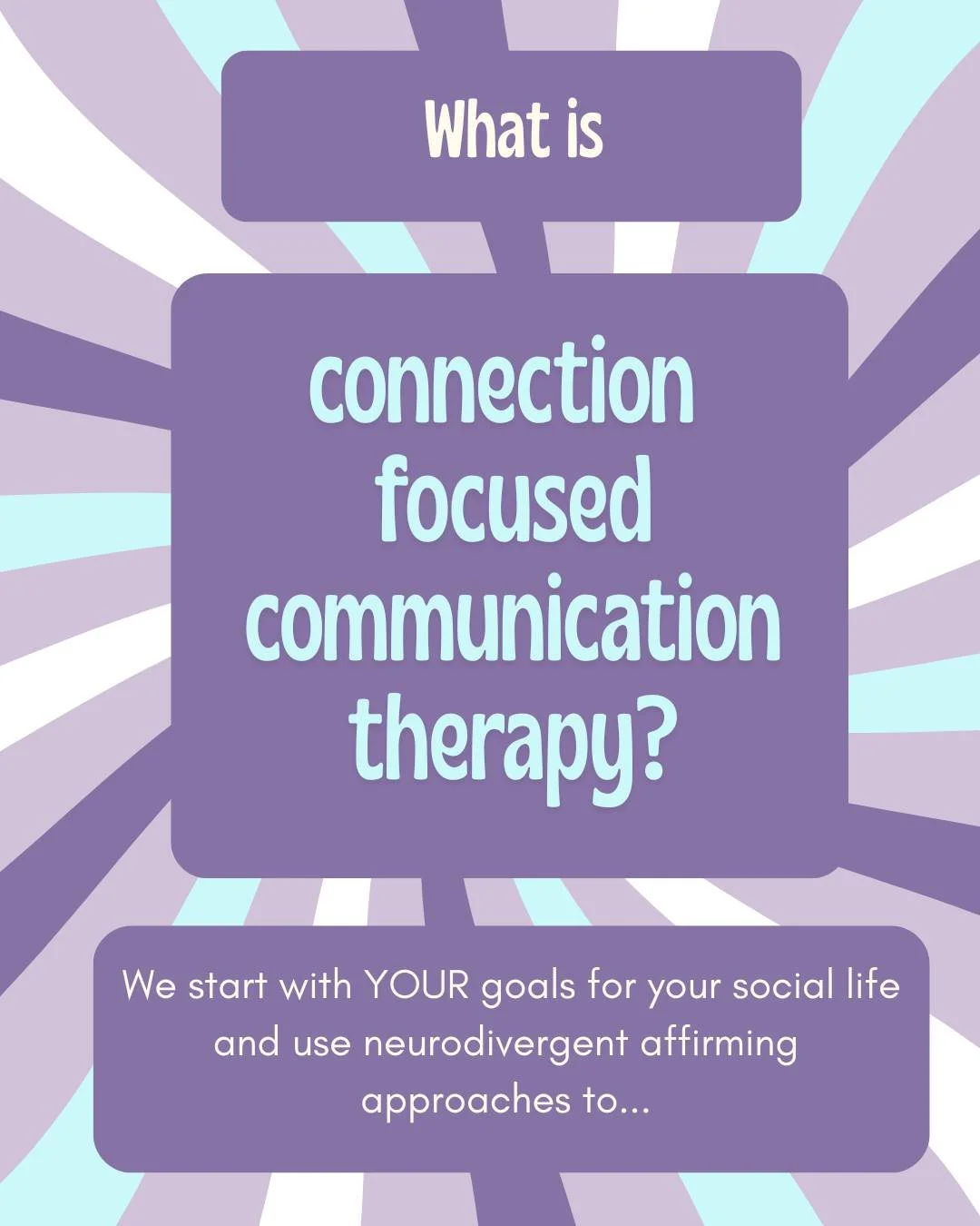 I'm taking clients! Whether for you, your child, or someone you know, connection-focused communication therapy can help you achieve your goals in all parts of your social life.

#communication #neurodivergent #dating #therapy #autism #adhd #friendshi