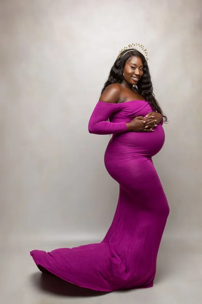 Goddess Mama 
 Color:  Magenta  Size:  Average  Coverage:  Full Coverage 

This gown has long sleeves. Nude panties and strapless work best for this dress.