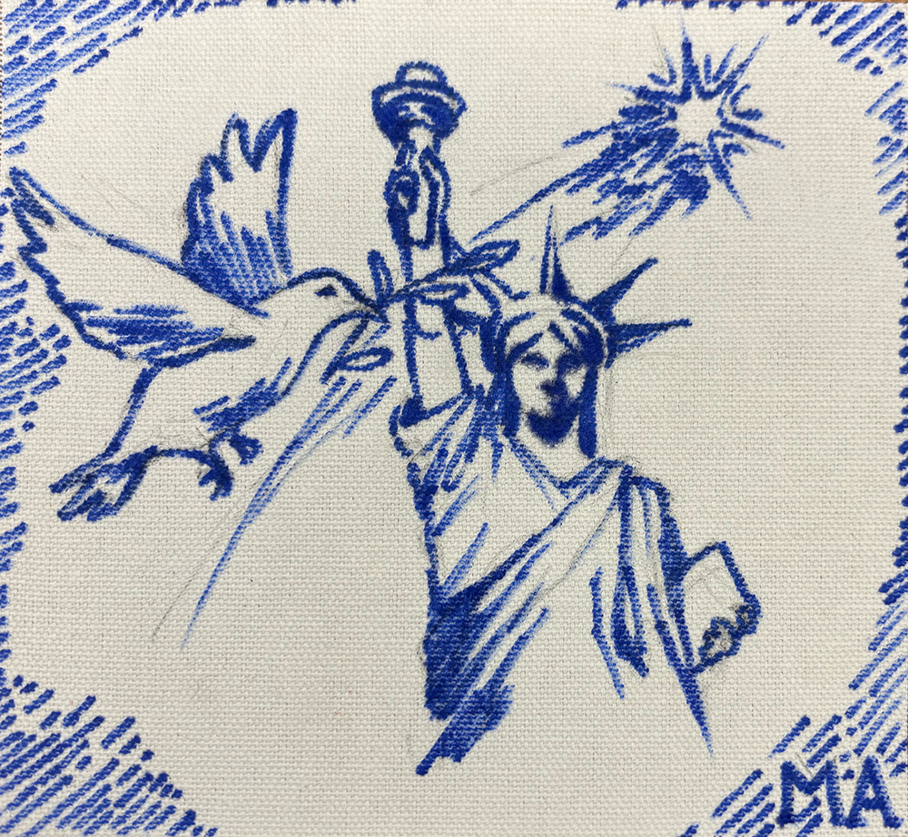 Photo of student tile depicting liberty and peace