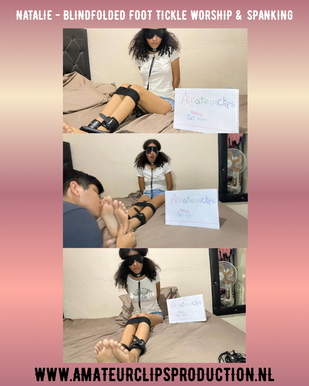NATALIE - BLINDFOLDED FOOT TICKLE WORSHIP & SPANKING (05:13)
