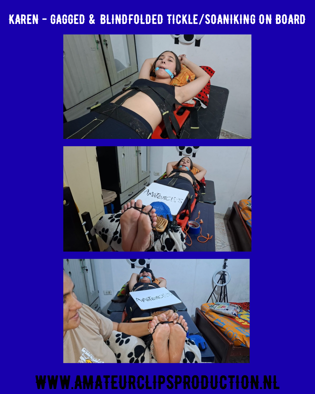KAREN - GAGGED & BLINDFOLDED TICKLE SPANKING ON BOARD (08:13)