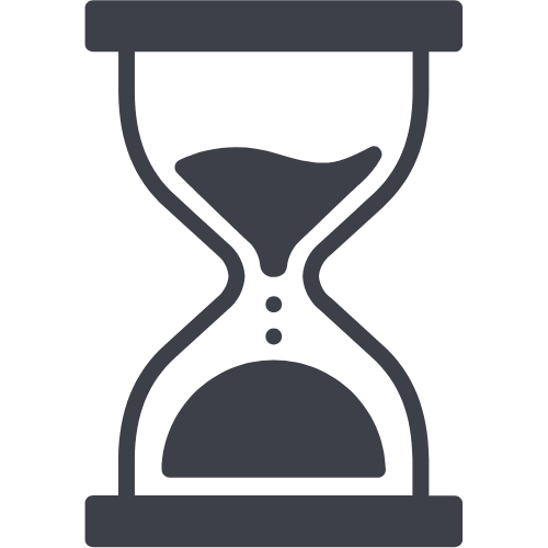 Black and gray digital illustration of an hourglass.