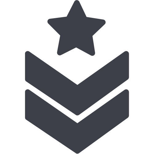 Icon of a star above stacked chevrons or medals.