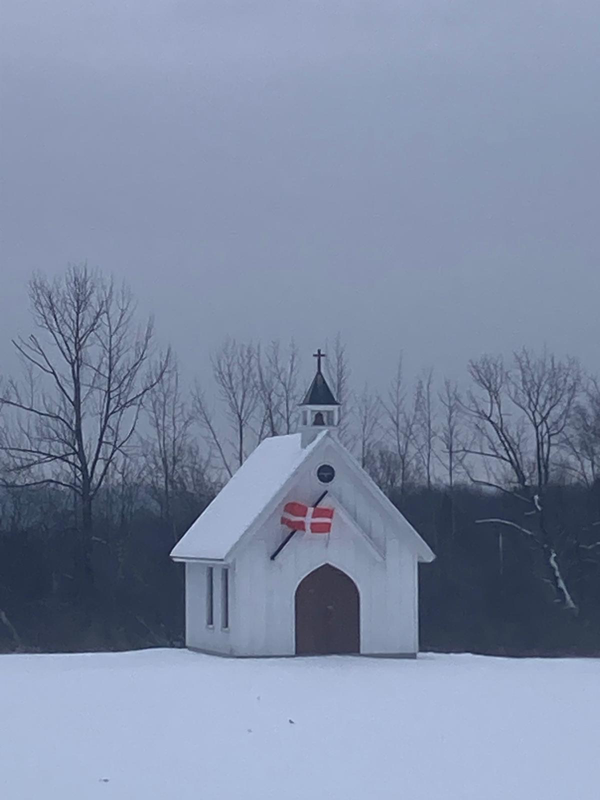 The Flag flying unafraid in the cold weather